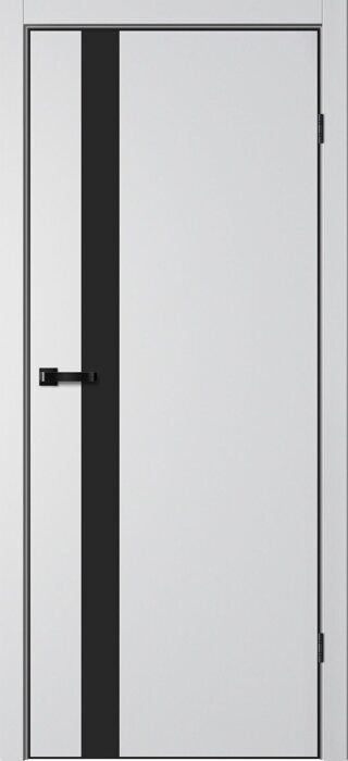 Trinity TR06 FlyDoors дверь межкомнатная сильвер с алюминиевой кромкой чёрный стекло чёрное