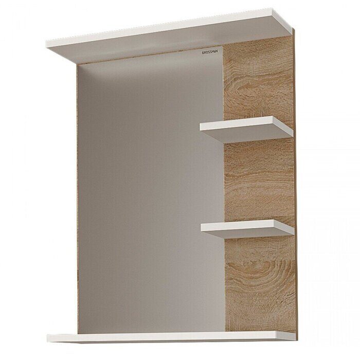 Поло 57см зеркало в ванную комбинированное с полками