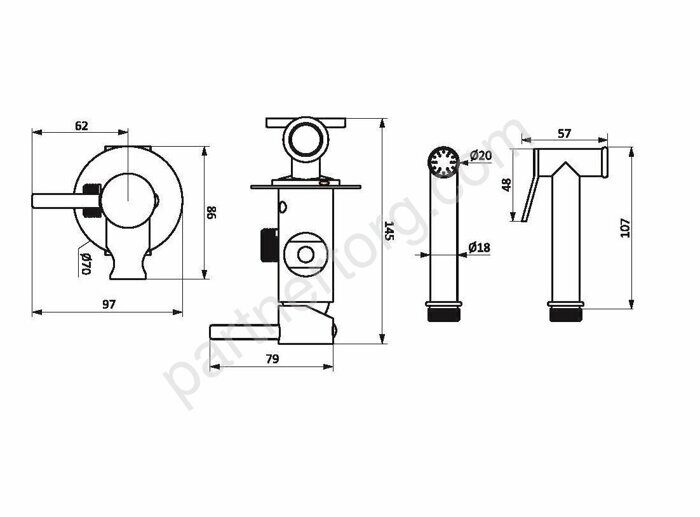 Option AM.PM  монтируемый в стену смеситель с гигиеническим душем  черный 217000000
