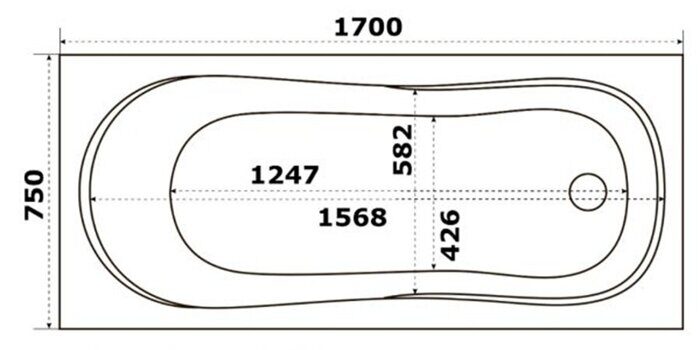 BAS PRO Нормана ванна акриловая прямоугольная 170х75 см