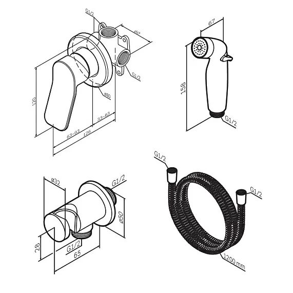 Гигиенический душ со смесителем, хром, F40H85C00 X-Joy AM.PM
