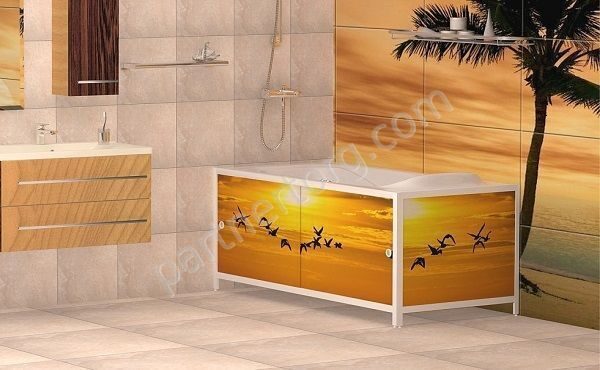 Закат Ультралегкий Арт экран под ванну пластик 1,48 м,  1,68м