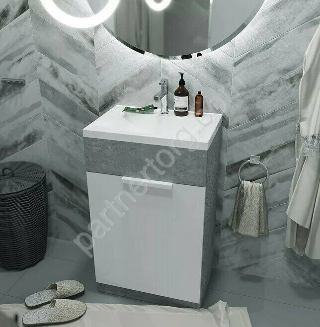 Revo 50Н 1д тумба напольная с раковиной бетон светло-серый