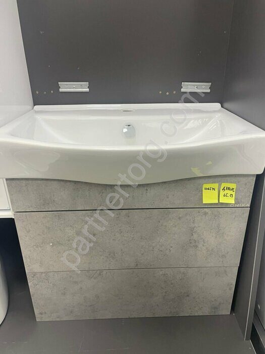 Девис 65.13 Бетон чикаго подвесная тумба для ванной комнаты Onika с умывальником Беверли 65 см