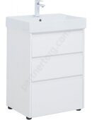 Nova lite 60 тумба белый глянец для ванной комнаты 3 ящика Aquanet