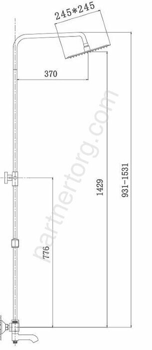 HB2422 душевая система с верхним душем, смесителем и ручной лейкой, хром Haiba