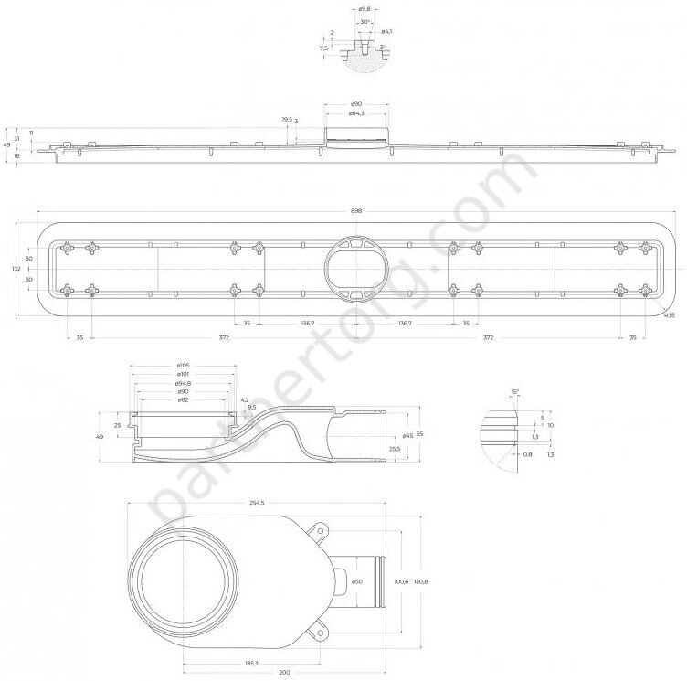 BelBagno BB-LD-LUCE-90-CR душевой трап, 90 см, хром, покрытие матовое