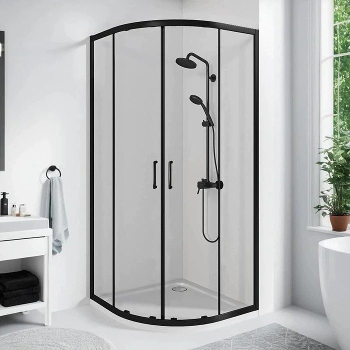 Cube R-100-C-B душевой уголок 100 см, стекло прозрачное, профиль черный
