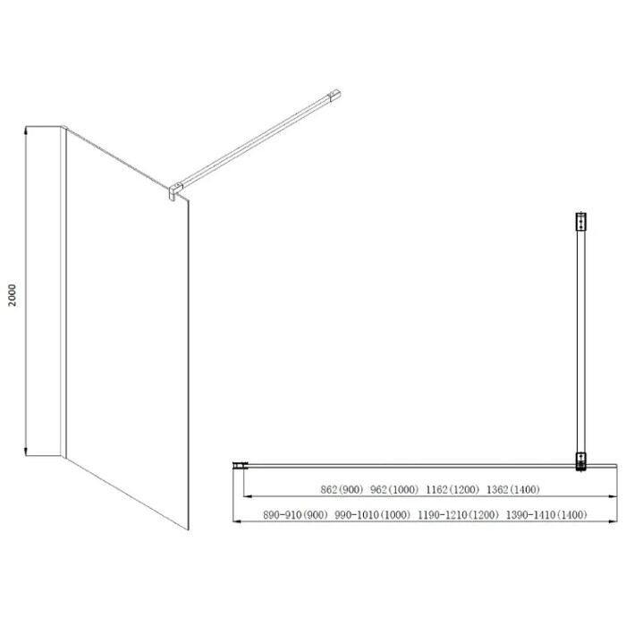 Душевая перегородка Aquatek AQ WIW 14020CH Walk in с держателем 140x200 см профиль хром, стекло прозрачное 8 мм