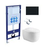 Set Aquatek Альтаир cm-017 4в1инсталляция с черной клавишей и унитаз подвесной безободковый