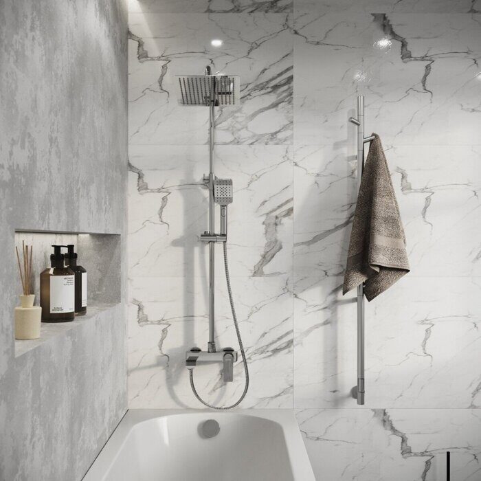 Grossman Cosmo 500.K35.02.100 душевая стойка с верхним душем, ручной лейкой и смесителем, хром глянцевый