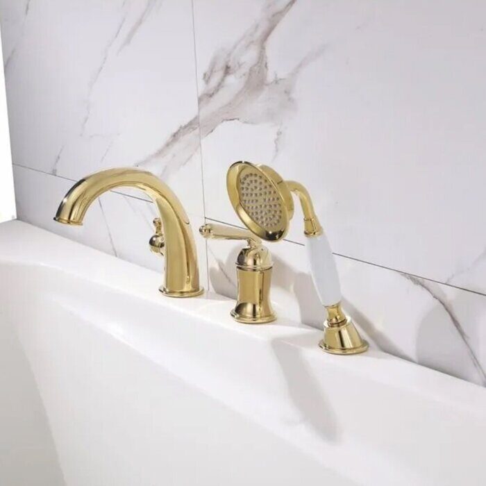 Rose R0212E смеситель для ванны на три отверстия, золотой