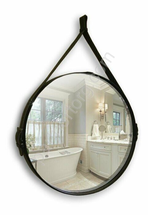 Country 51 зеркало на кожаном ремне черном с подсветкой
