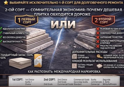 Керамическая плитка или керамогранит 2 сорта - стоит ли покупать
