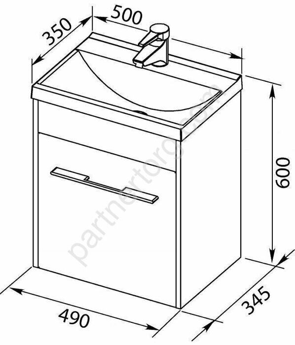 Нота 58 раковина-столешница на мебель для ванной комнаты Aquanet