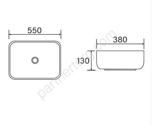 Calypso CS11505  раковина накладная прямоугольная 550x380x130мм