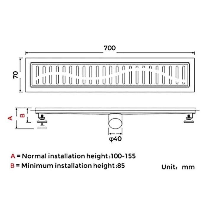 Gappo G87007-33 душевой трап 70х700 мм золотой