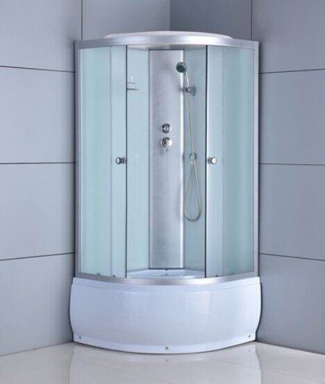ODA-8401 душевая кабина угловая полукруглая 90х90, матовое стекло, глубокий поддон