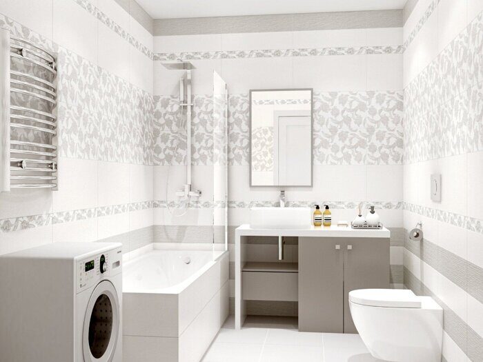 Mallorca Grey Floris бордюр белый матовый с серыми цветами 7,5х63см Azori