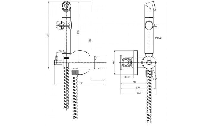 Solo LM7166BL смеситель с гигиеническим душем, встраиваемый, черный Lemark