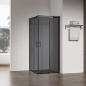 Veconi RV50B-8080-05-C8 душевой угол, 80х80x195 см, дверь раздвижная, профиль черный