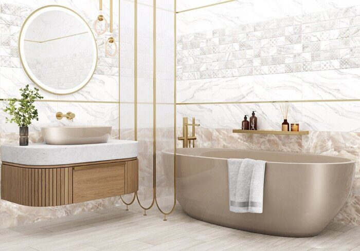 Fresco настенная плитка белая глянцевая 25х50см Alma Ceramica TWU2550FRC07