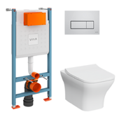 Zentrum Square комплект Vitra 9875B003-7201: инсталляция с клавишей смыва хром, унитаз, сидение с микролифтом