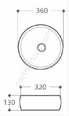 Round-1 раковина накладная 360х360х130 без отверстия под смеситель белая