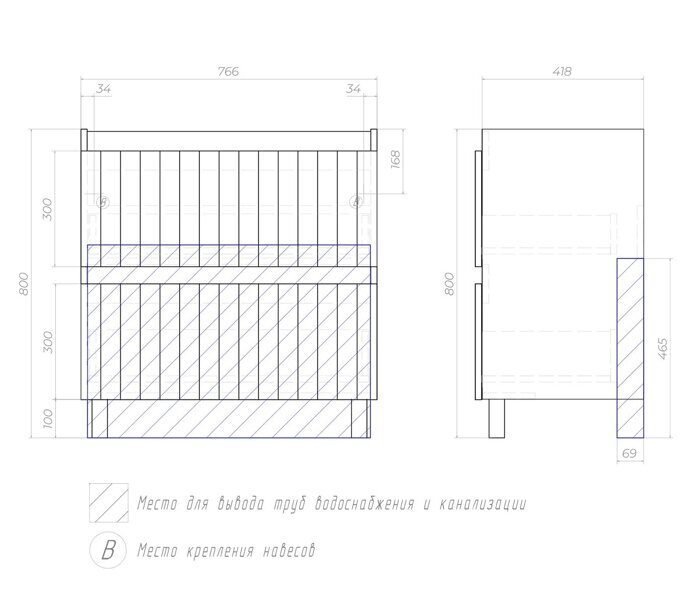 Finlay 800-0-2 тумба напольная белая для ванной комнаты с умывальником Como 80