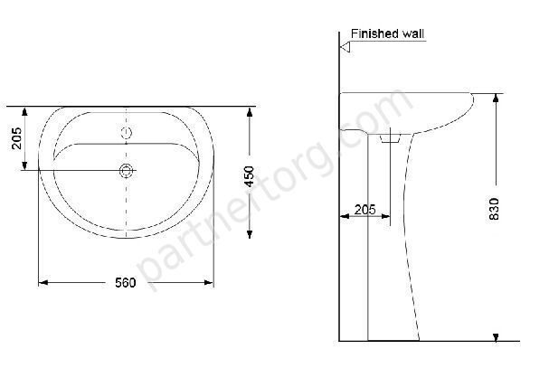 Умывальник с пьедесталом Huida HD7, ECO GREEN природный зеленый