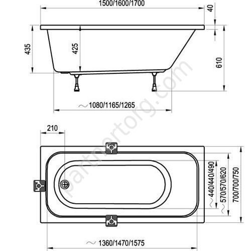 Chrome Ravak ванна акриловая прямоугольная 150х70 см C721000000