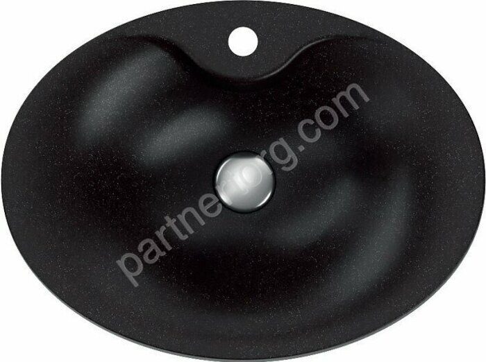 Лотос 110, 575х430 кварцевый умывальник, цвет искристый черный