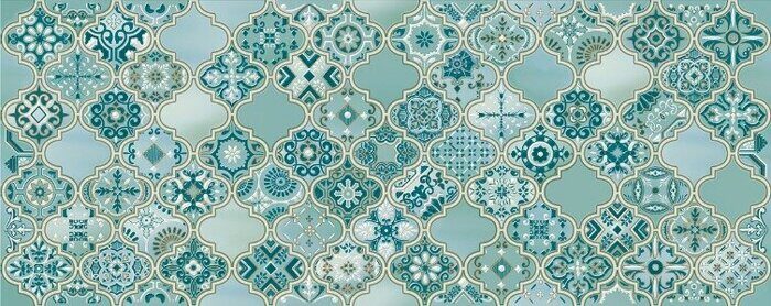 Calypso 1 декор бирюзовый глянцевый 20х50см Azori