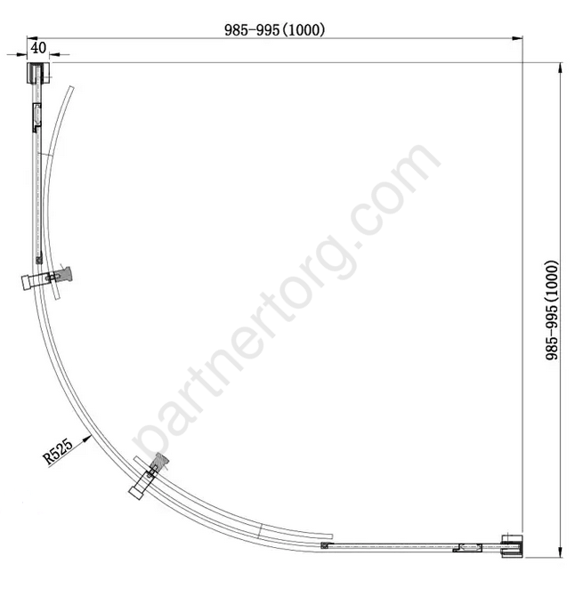 Aquanet Delta NPE2142, душевой уголок полукруглый, 100х100х200 см, прозрачное стекло, профиль хром