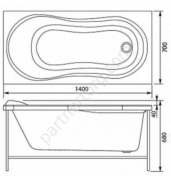 Nord акриловая ванна Aquanet 140х70см