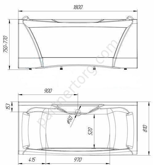 Дольче Вита ванна акриловая прямоугольная 180х80 см Айма