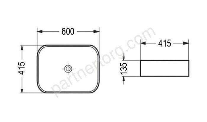 Azario черная матовая  раковина настольная 60х41,5х13,5см AZ-78326MB