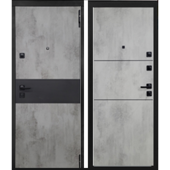 Лофт Бетон дверь входная стальная «Черный Муар», МДФ Бетон темный, МДФ Бетон светлый
