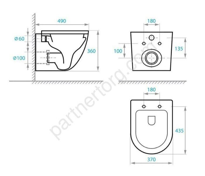 Aquanika Basic 10.702.450.02.10 инсталляция с клавишей хром и унитаз подвесной Koller Pool Round RN-0490-RQ3  Торнадо