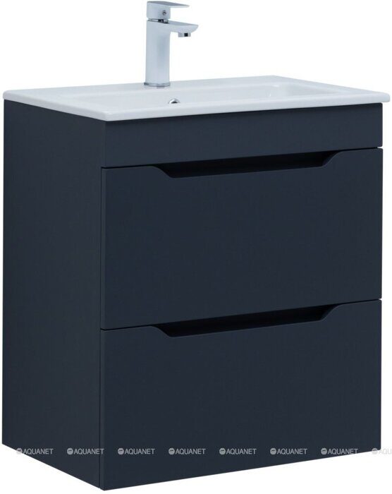 Практика 60 тумба маренго для ванной комнаты 2 ящика с раковиной-столешницей 60 cm (PRACTICO) Aquanet