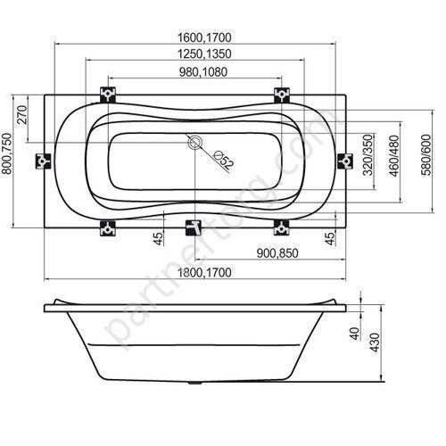 Campanula II Ravak ванна акриловая прямоугольная 170х75 см