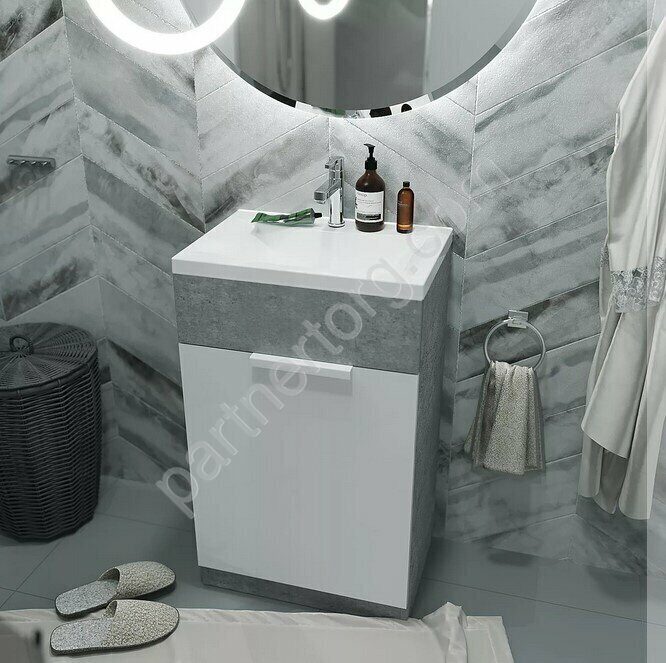 Revo 50Н 1д тумба напольная с раковиной бетон темно-серый