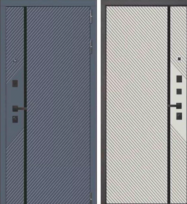 Модерн дверь входная стальная Черный муар, МДФ Графит, МДФ Ясень серый эмаль