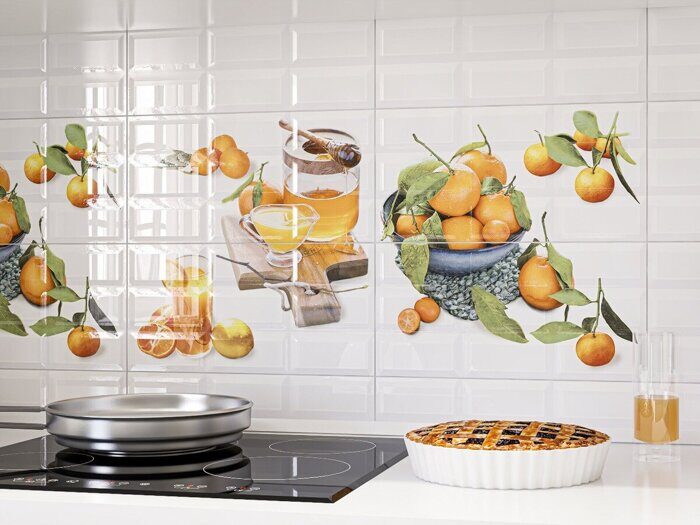 Vogue Citrus 1 панно (из 2 плиток) белое глянцевое 40х40см Azori