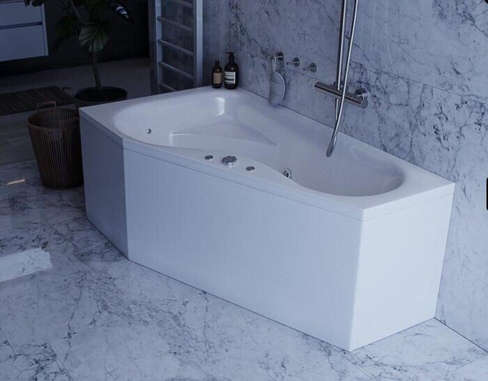 Медея ванна акриловая ассиметричная Aquatek 170х95см с каркасом и сливом-переливом