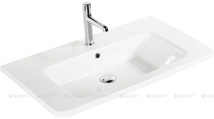 Эмбер 80 тумба черная матовая для ванной комнаты 2 ящика с раковиной-столешницей 80 cm (URBAN) Sanovit Aquanet