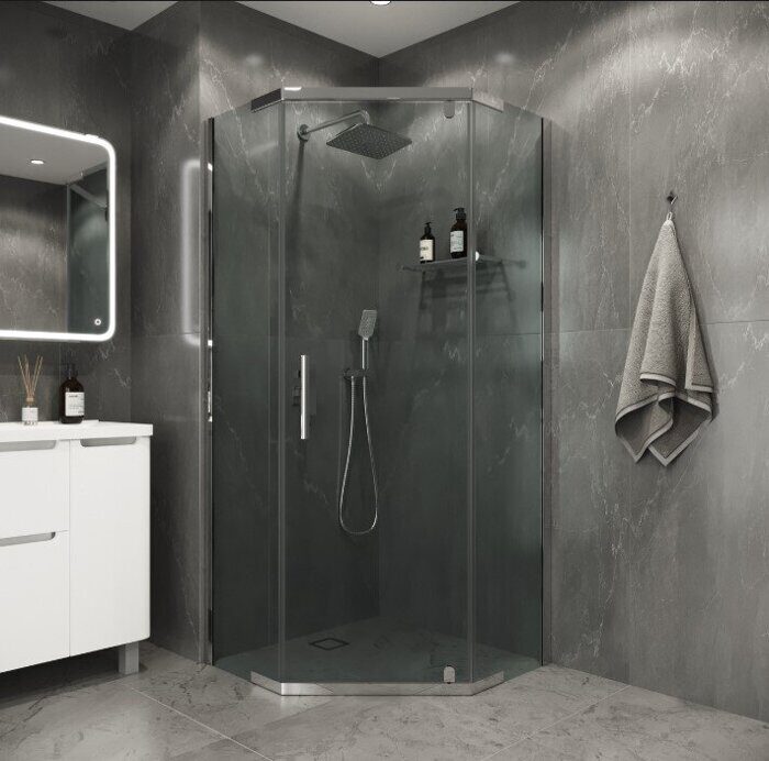 Niagara Eco NG-1010-14D душевое ограждение 100х100см трапеция, распашное, хром, стекло прозрачное