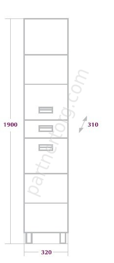 Балтика 32.10 У пенал для ванной комнаты Оника