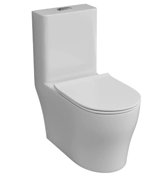Grossman Classic GR-4488SQ напольный унитаз моноблок, безободковый, Торнадо белый с сидением