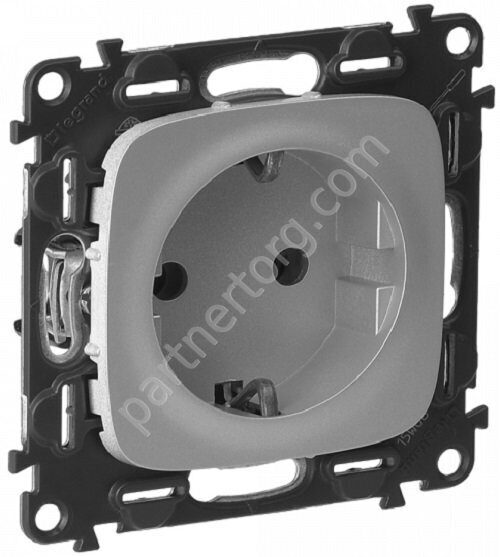 Legrand Valena Allure cиловая розетка 2К+З 16А 250В, винтовые зажимы, цвет алюминий